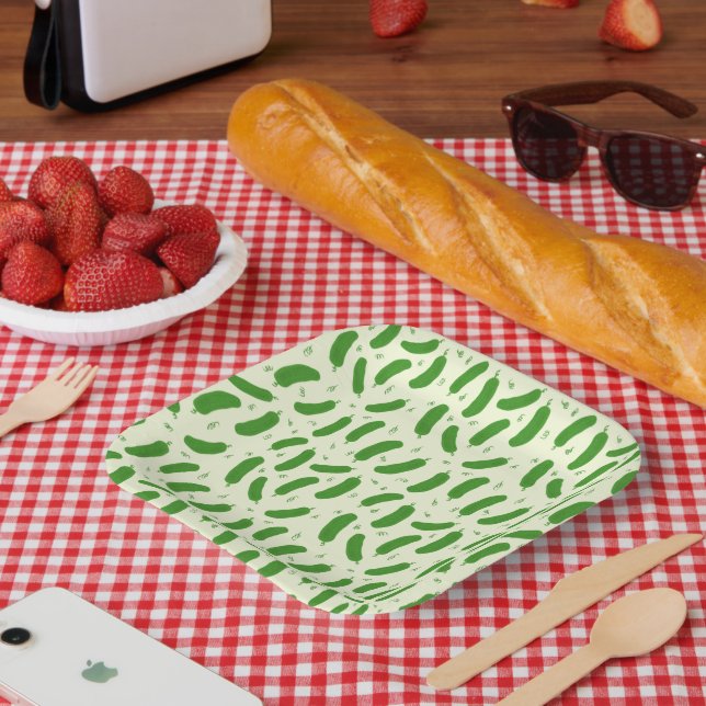 Assiettes En Carton Pickle & Fresh Collection patterned (Pique-nique)