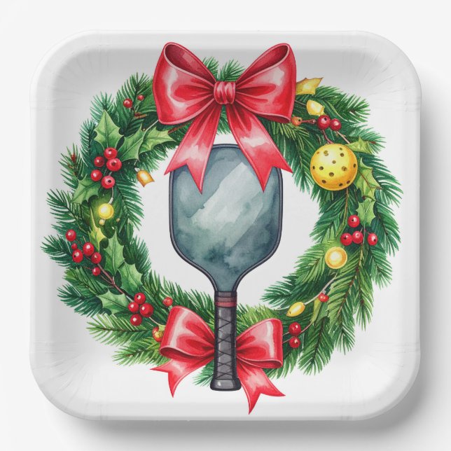 Assiettes En Carton Pickleball Christmas themed  (Recto)