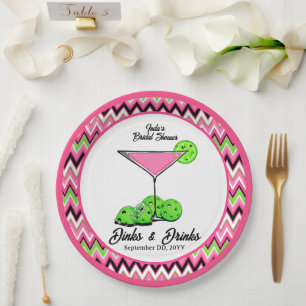 Assiettes En Carton Pickleball Cosmo Dinks & Drinks Rose à carreaux