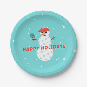 Assiettes En Carton Pickleball Fête Humoristique Snowman Plate