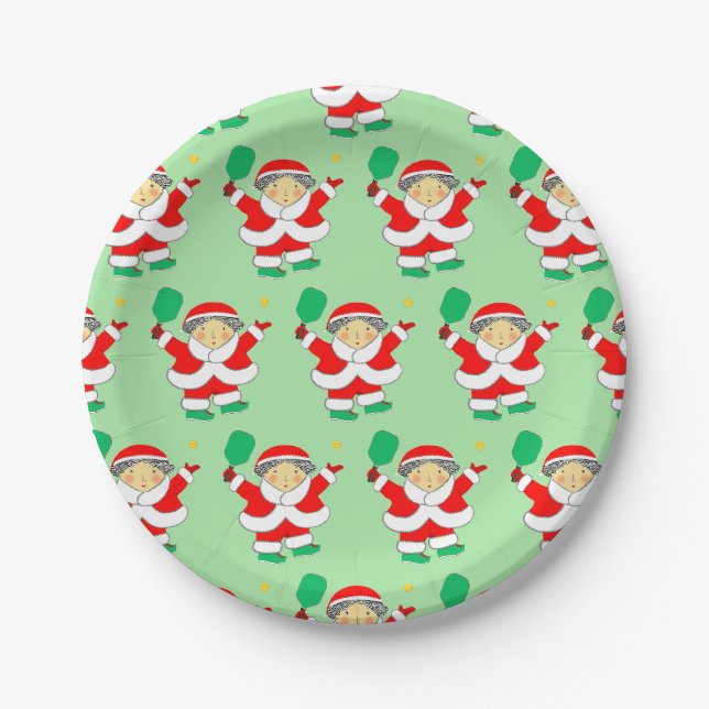 Assiettes En Carton Pickleball Noël (Devant)