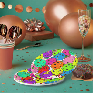 Assiettes En Carton Pickleball Party Confetti et Pickleball Ballons