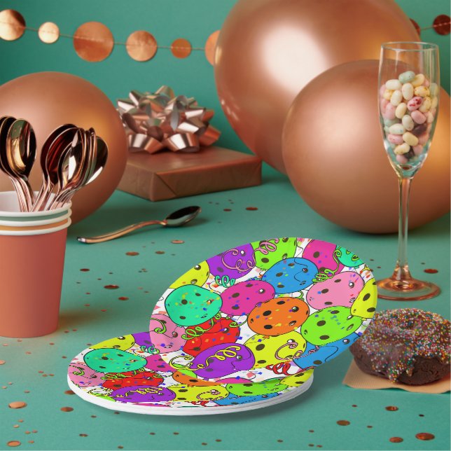 Assiettes En Carton Pickleball Party Confetti et Pickleball Ballons (Multi)