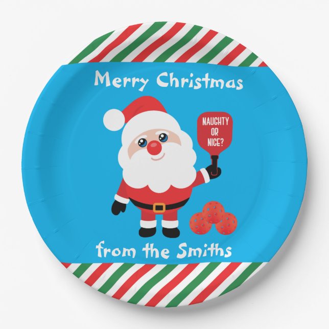 Assiettes En Carton Pickleball 🎅 plaque Père Noël (Devant)
