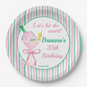 Assiettes En Carton Pickleball rose et vert fête d'anniversaire person