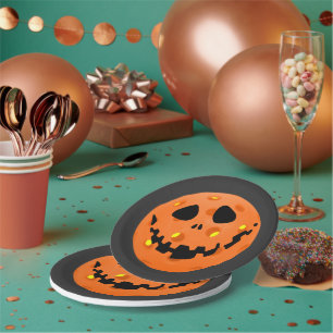 Assiettes En Carton Pickleball Squelette Jack-o'Lantern Halloween