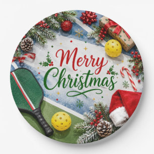 Assiettes En Carton Pickleball thème de Noël