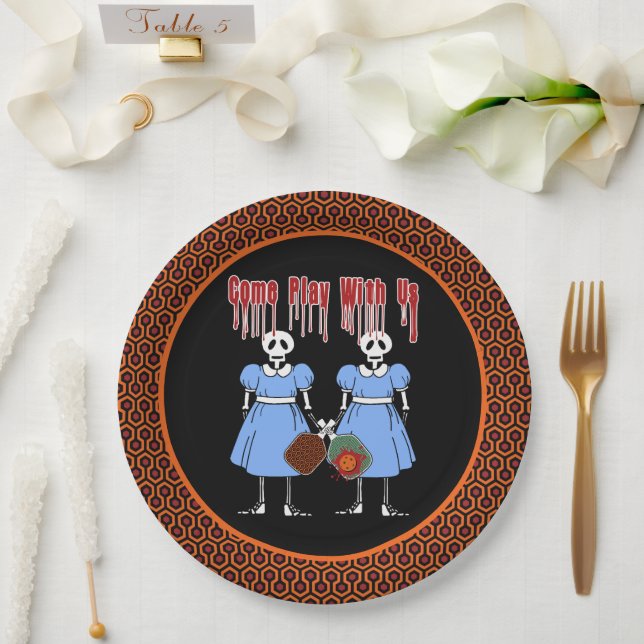 Assiettes En Carton Pickleball Venez jouer avec nous Horror Movie Twin (Mariage)