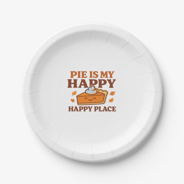 Assiettes En Carton Pie Is My Happy Place - Joli Citrouille Pie Thanks (Devant)