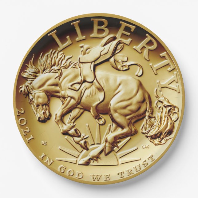 Assiettes En Carton Pièce de cheval de la Liberté  (Devant)
