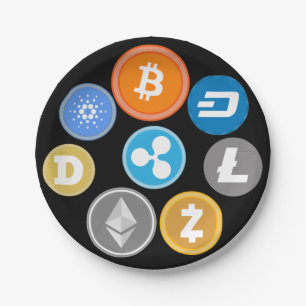 ASSIETTES EN CARTON PIÈCES DE CRYPTO-MONNAIE