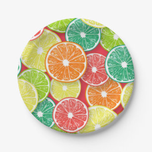 Assiettes En Carton Pièces de fruits d'agrumes pop art 2