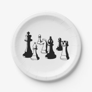 Assiettes En Carton Pièces de Jeu d'Échecs Art Vintage #2