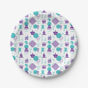 Assiettes En Carton Pièces du joueur d'échecs - Motif d'art de fête