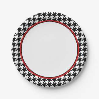 Assiettes En Carton Pied de fond noir élégant et rouge| Plaques de pap