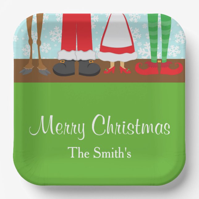 Assiettes En Carton Pieds de rennes Père Noël de Noël (Recto)