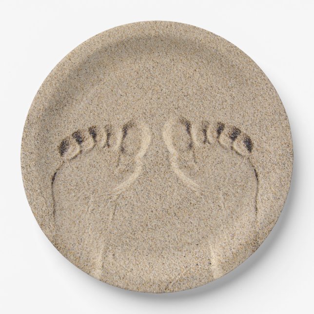 Assiettes En Carton Pieds Nus Dans Le Sable (Devant)