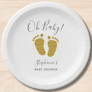 Assiettes En Carton Pieds pour bébé Parties scintillant or
