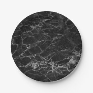 Assiettes En Carton Pierre de marbre noir