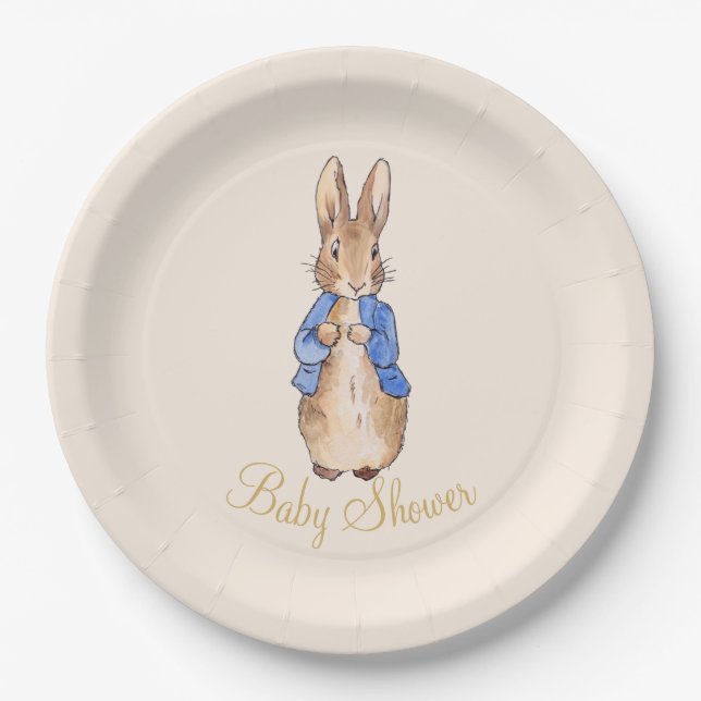 Assiettes En Carton Pierre le Baby shower lapin (Devant)