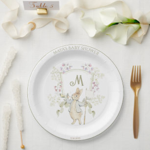 Assiettes En Carton Pierre le lapin Monogram Crest Baby shower des sex