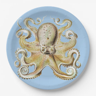 Assiettes En Carton Pieuvre vintage d'Ernst Haeckel Vie marine nautiqu