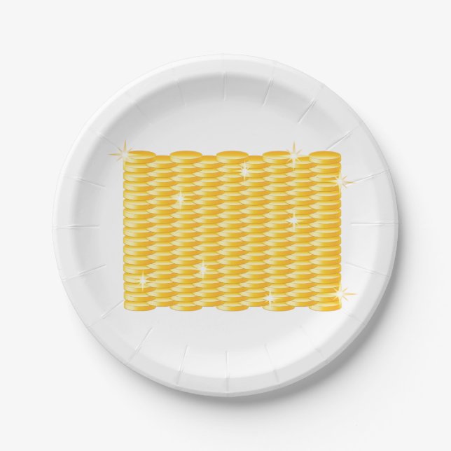 Assiettes En Carton Piles de pièces d'or (Devant)