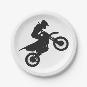 Assiettes En Carton Pilote Motocross - Choisir la couleur arrière - p