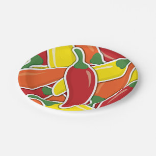 Assiettes En Carton Piments de piment mélangés Funky
