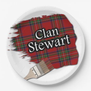 Assiettes En Carton Pinceau écossais de tartan de Stewart de clan