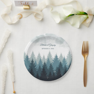 Assiettes En Carton Pine Arbre Aquarelle Forêt Mariage rustique