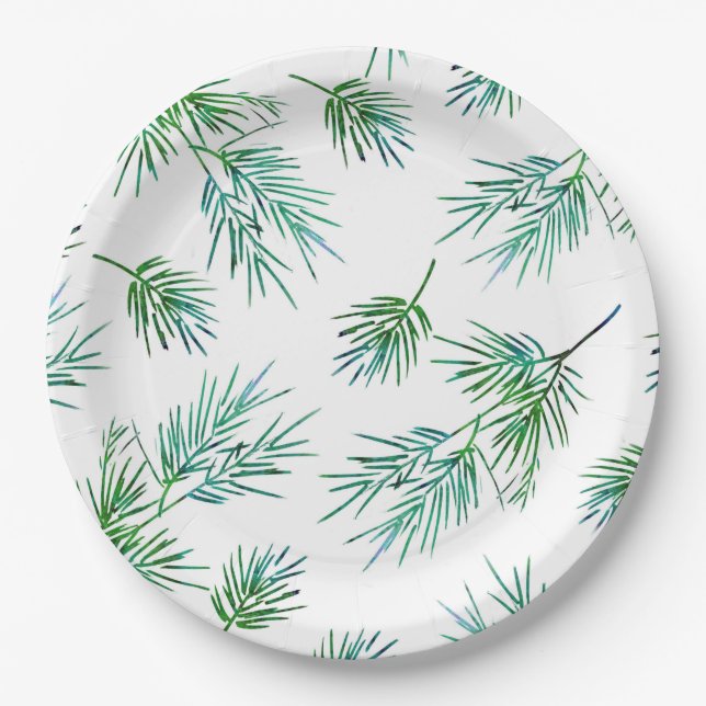 Assiettes En Carton 'Pine Branches' (Devant)