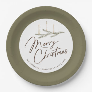 Assiettes En Carton Pine Rustique fête de Noël personnalisée