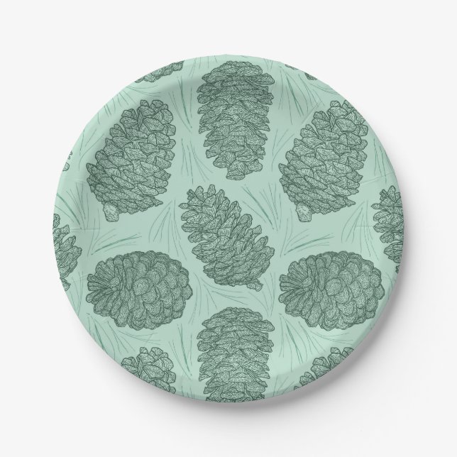 Assiettes En Carton Pinecones d'hiver (Devant)