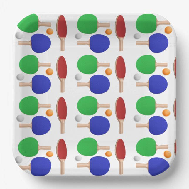 Assiettes En Carton Ping Pong Table Tennis Anniversaire (Recto)