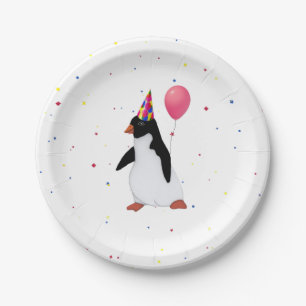 Assiettes En Carton Pingouin avec ballons Plaques papier fête d'anniv