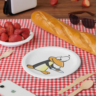 Assiettes En Carton Pingouin Avec Un Cupcake Drôle Plaques De Papier A