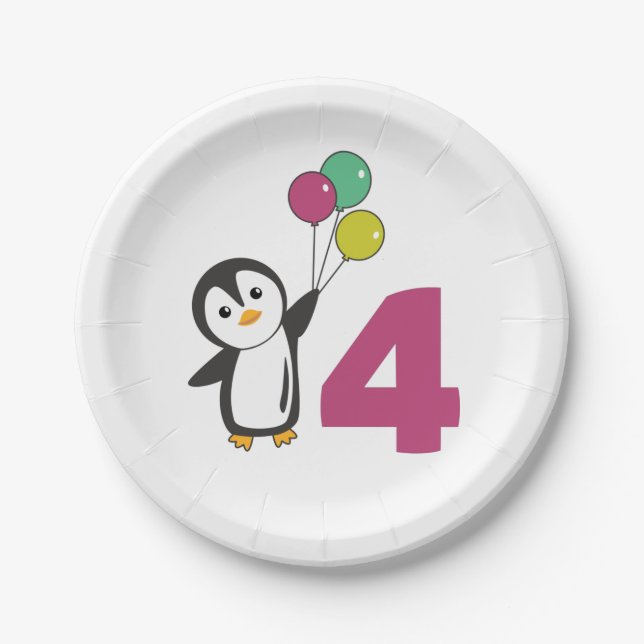 Assiettes En Carton Pingouin Ballons D'Anniversaire Pour Enfants Papie (Devant)