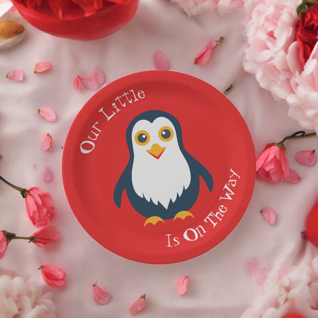 Assiettes En Carton Pingouin bébé (baby penguin,birthday,wedding,baby shower,special occasion event paper plate party supplies)