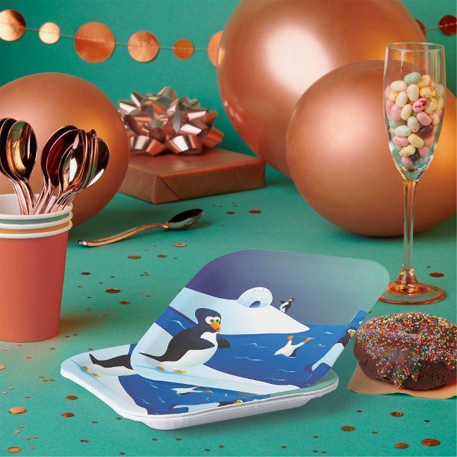 Assiettes En Carton Pingouins Et Glace (Créateur téléchargé)