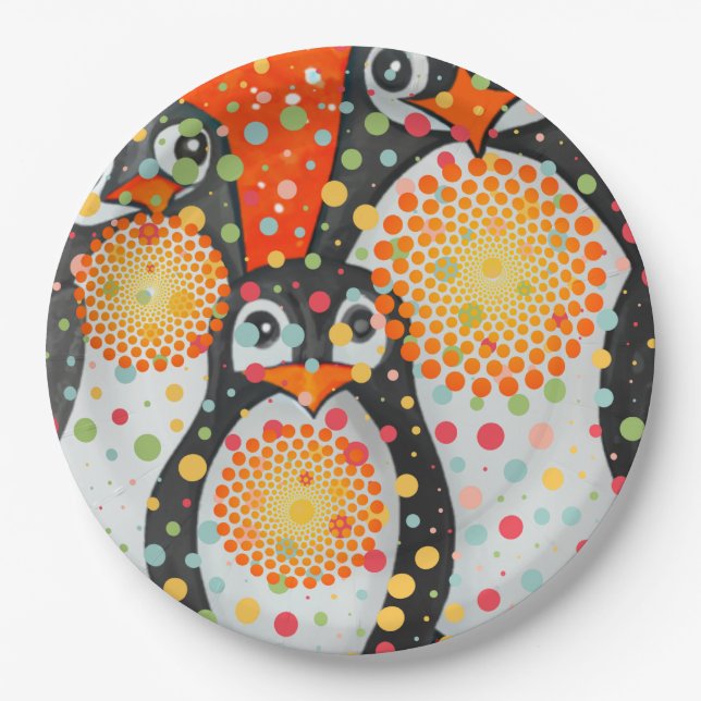 Assiettes En Carton Pingouins fantastiques (Devant)