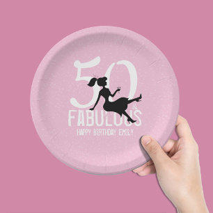 Assiettes En Carton Pink 50th Birthday Party Chic Custom