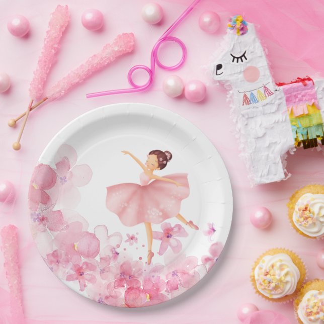 Assiettes En Carton Pink Ballerina Matching  (Fête)