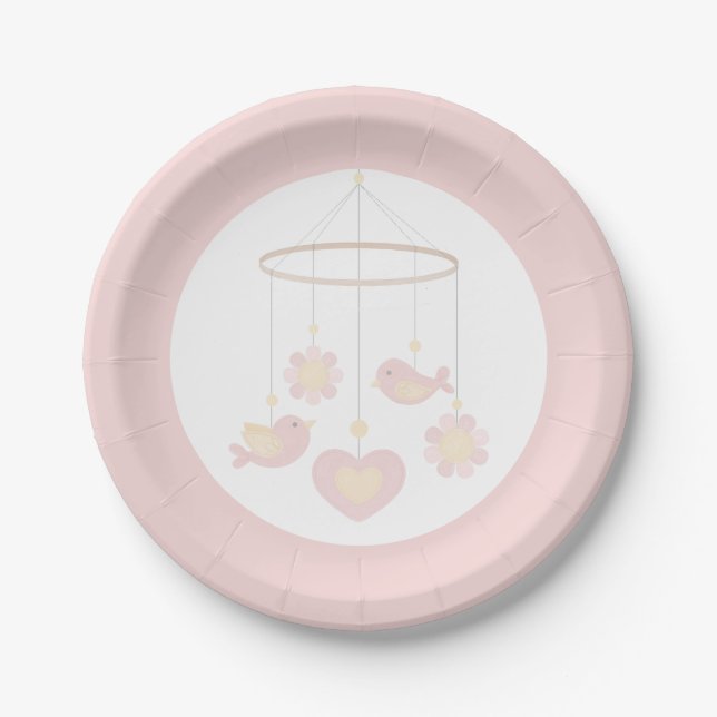 Assiettes En Carton Pink Birds Nesting Party (Devant)