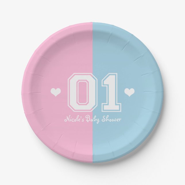 Assiettes En Carton Pink & Blue Athletic 01 Sports Anniversaire (Devant)