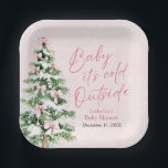 Assiettes En Carton Pink Bows Girl Baby Il fait froid dehors Baby show<br><div class="desc">Le Pink Bows Girl Baby It's Cold Outside Baby shower Papier Plaques apportent un charme sucré et hivernal à votre décor de baby shower ! Dotés d’un design rose doux, de délicats flocons de neige et d’arcs adorables sur un sapin de Noël festif, ces assiettes sont parfaites pour la douche...</div>