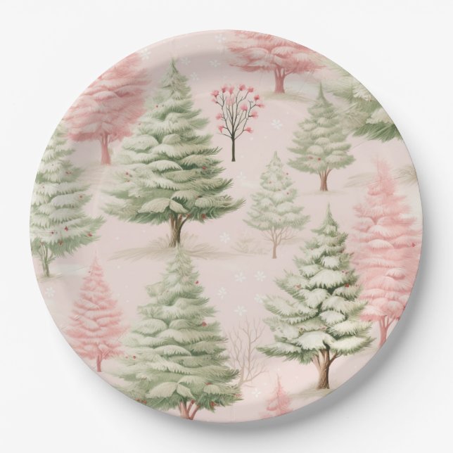 Assiettes En Carton Pink Christmas Paper Plates (Devant)
