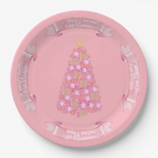Assiettes En Carton Pink Christmas Tree Paper Plate-forme
