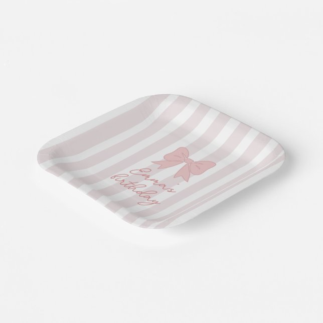 Assiettes En Carton Pink Coquette Bow Birthday  (Angulaire)