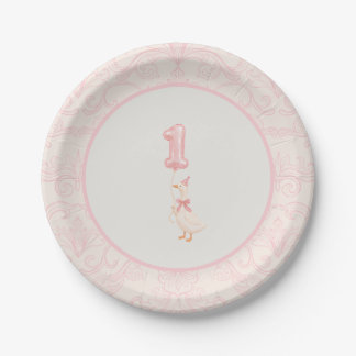 Assiettes En Carton Pink Coquette Silly Goose 1st Birthday